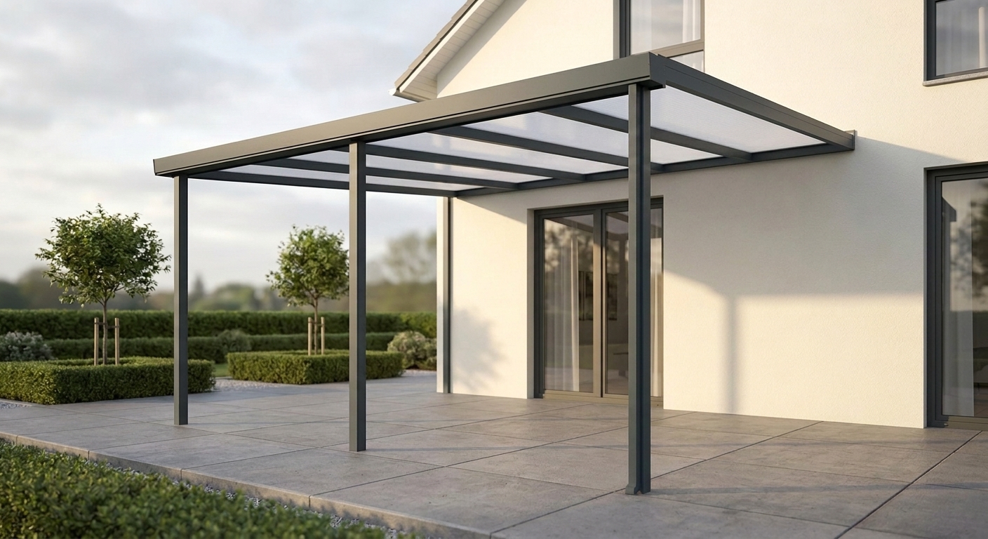 Polycarbonat-Dach in Anthrazit matt